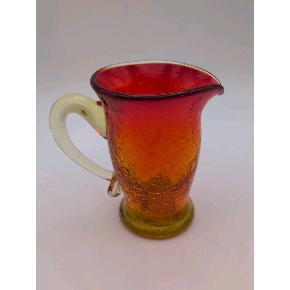 Kanawha‎ Glass Amberina Crackle Glass 3” Miniature Pitcher/Creamer